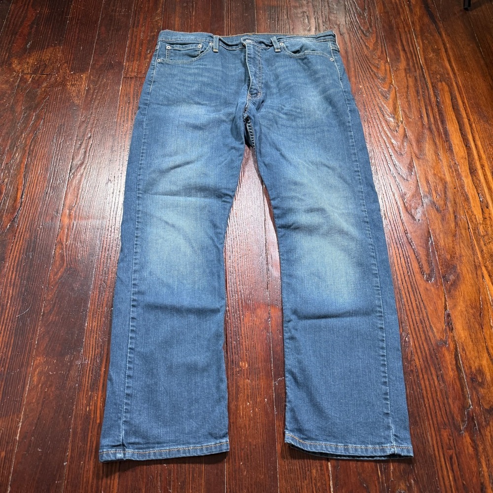 Levis 513 Jeans Mens 36x30 Blue Slim Straight‎ Dark Wash Faded Whiskers Denim